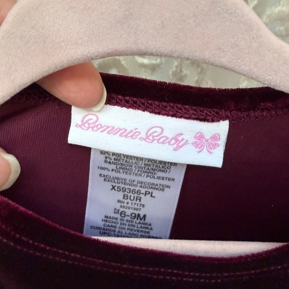 Bonnie Baby Long Sleeve Red Velvet Formal Princess Dress SIze 6-9M - Picture 4 of 5